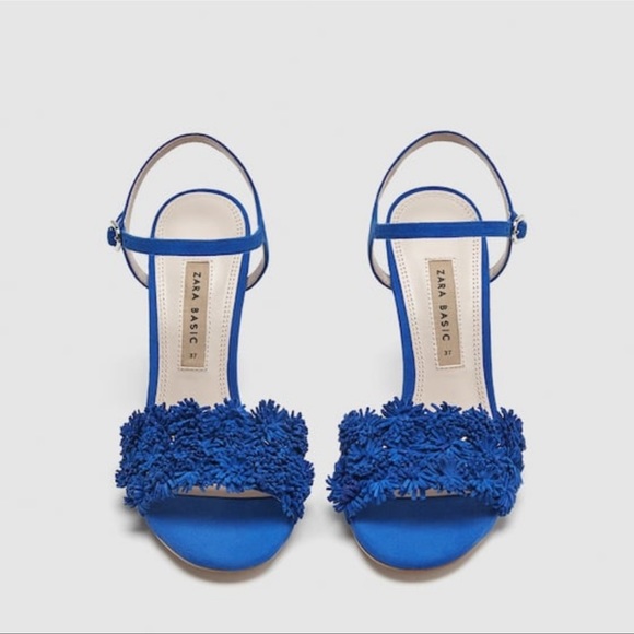 Zara suede Floral High Heel Sandals - Picture 2 of 10